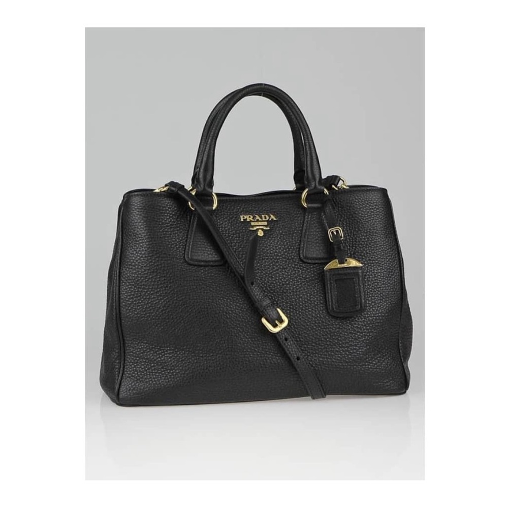 Prada Vitello Daino Shopper Soft Black Leather